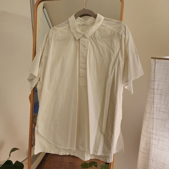 K-Style White Button Up Short Sleeve Top - Picture 2 of 4